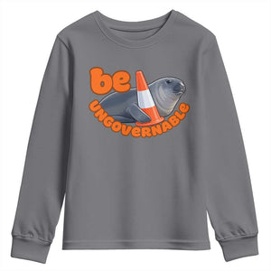 Neil The Seal Be Ungovernable Youth Sweatshirt Funny Tasmania Elephant Seal Road TS11 Charcoal Print Your Wear