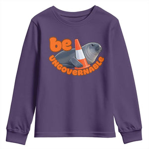 Neil The Seal Be Ungovernable Youth Sweatshirt Funny Tasmania Elephant Seal Road TS11 Purple Print Your Wear