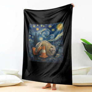 Funny Neil The Seal Starry Night Throw Blanket Van Gogh Art for Tasmania Seal Lovers TS11 Print Your Wear