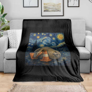 Funny Neil The Seal Starry Night Throw Blanket Van Gogh Art for Tasmania Seal Lovers TS11 Print Your Wear