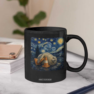 Funny Neil The Seal Starry Night Coffee Mug Van Gogh Art for Tasmania Seal Lovers TS11 Print Your Wear