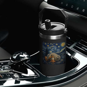 Funny Neil The Seal Starry Night Flip Straw Tumbler Van Gogh Art for Tasmania Seal Lovers TS11 Print Your Wear