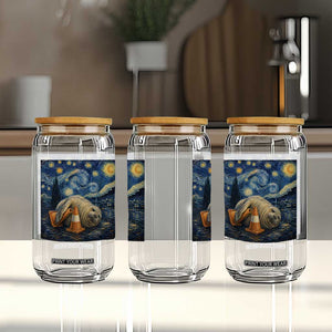 Funny Neil The Seal Starry Night Glass Can Van Gogh Art for Tasmania Seal Lovers TS11 Print Your Wear