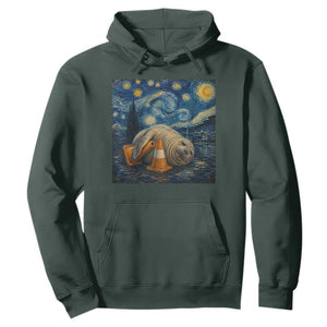 Funny Neil The Seal Starry Night Hoodie Van Gogh Art for Tasmania Seal Lovers TS11 Dark Forest Green Print Your Wear