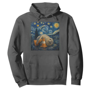 Funny Neil The Seal Starry Night Hoodie Van Gogh Art for Tasmania Seal Lovers TS11 Dark Heather Print Your Wear