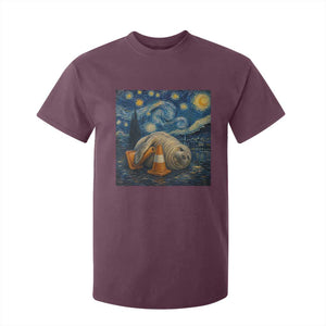 Funny Neil The Seal Starry Night T Shirt For Kid Van Gogh Art for Tasmania Seal Lovers TS11 Maroon Print Your Wear