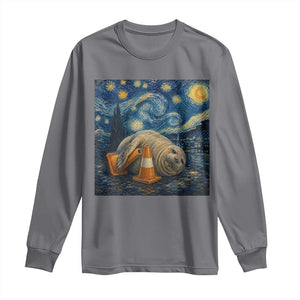 Funny Neil The Seal Starry Night Long Sleeve Shirt Van Gogh Art for Tasmania Seal Lovers TS11 Charcoal Print Your Wear
