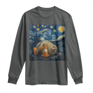 Funny Neil The Seal Starry Night Long Sleeve Shirt Van Gogh Art for Tasmania Seal Lovers TS11 Dark Heather Print Your Wear