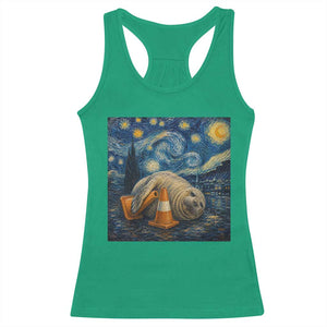 Funny Neil The Seal Starry Night Racerback Tank Top Van Gogh Art for Tasmania Seal Lovers TS11 Irish Green Print Your Wear