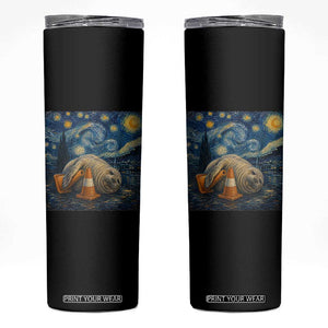 Funny Neil The Seal Starry Night Skinny Tumbler Van Gogh Art for Tasmania Seal Lovers TS11 Black Print Your Wear