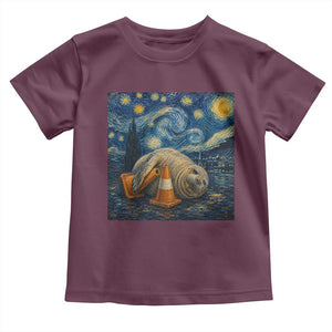 Funny Neil The Seal Starry Night Toddler T Shirt Van Gogh Art for Tasmania Seal Lovers TS11 Maroon Print Your Wear