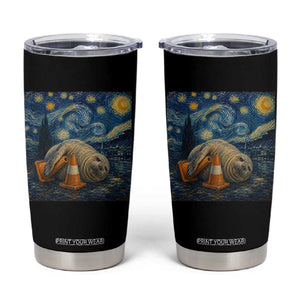Funny Neil The Seal Starry Night Tumbler Cup Van Gogh Art for Tasmania Seal Lovers TS11 Black Print Your Wear
