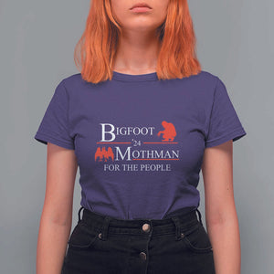 Funny Bigfoot Mothman'24 For The People T Shirt For Women American Flag President Election TS11 Purple Print Your Wear