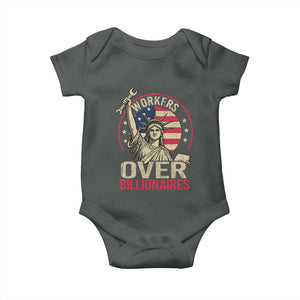 Workers Over Billionaires Baby Onesie Social Justice Statue Of Liberty TS11 Dark Heather Print Your Wear