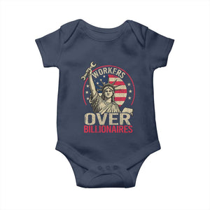 Workers Over Billionaires Baby Onesie Social Justice Statue Of Liberty TS11 Navy Print Your Wear