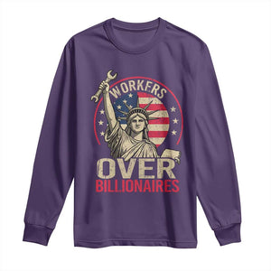 Workers Over Billionaires Long Sleeve Shirt Social Justice Statue Of Liberty TS11 Purple Print Your Wear