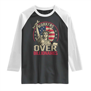 Workers Over Billionaires Raglan Shirt Social Justice Statue Of Liberty TS11 Black White Print Your Wear
