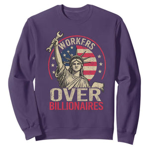 Workers Over Billionaires Sweatshirt Social Justice Statue Of Liberty TS11 Purple Print Your Wear