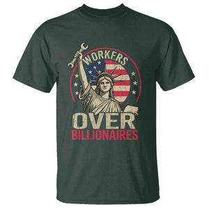 Workers Over Billionaires T Shirt Social Justice Statue Of Liberty TS11 Dark Forest Green Print Your Wear
