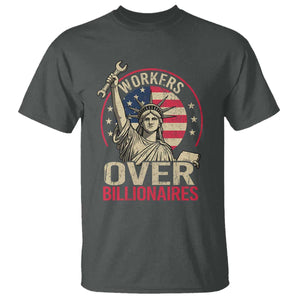 Workers Over Billionaires T Shirt Social Justice Statue Of Liberty TS11 Dark Heather Print Your Wear