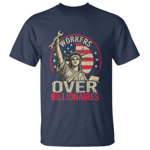 Workers Over Billionaires T Shirt Social Justice Statue Of Liberty TS11 Navy Print Your Wear