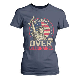 Workers Over Billionaires T Shirt For Women Social Justice Statue Of Liberty TS11 Navy Print Your Wear