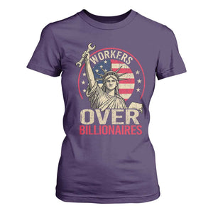 Workers Over Billionaires T Shirt For Women Social Justice Statue Of Liberty TS11 Purple Print Your Wear
