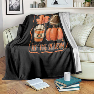 Tis The Season Fall Thanksgiving Throw Blanket Retro Coquette Bow American Football Pumpkin TS11 Print Your Wear