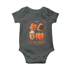Tis The Season Fall Thanksgiving Baby Onesie Retro Coquette Bow American Football Pumpkin TS11 Dark Heather Print Your Wear