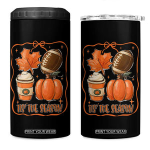 Tis The Season Fall Thanksgiving 4 in 1 Can Cooler Tumbler Retro Coquette Bow American Football Pumpkin TS11 One Size: 16 oz Black Print Your Wear