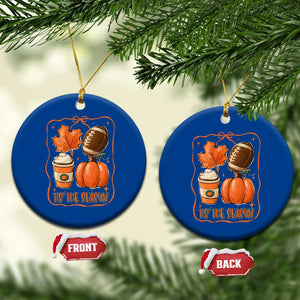 Tis The Season Fall Thanksgiving Ceramic Ornament Retro Coquette Bow American Football Pumpkin TS11 1pc Blue Print Your Wear