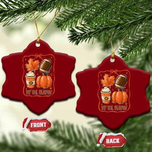 Tis The Season Fall Thanksgiving Ceramic Ornament Retro Coquette Bow American Football Pumpkin TS11 Print Your Wear