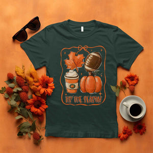 Tis The Season Fall Thanksgiving T Shirt Retro Coquette Bow American Football Pumpkin TS11 Dark Forest Green Print Your Wear