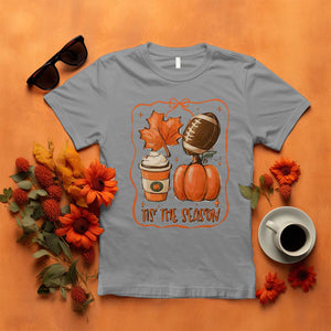 Tis The Season Fall Thanksgiving T Shirt Retro Coquette Bow American Football Pumpkin TS11 Sport Gray Print Your Wear