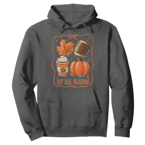 Tis The Season Fall Thanksgiving Hoodie Retro Coquette Bow American Football Pumpkin TS11 Dark Heather Print Your Wear