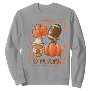 Tis The Season Fall Thanksgiving Sweatshirt Retro Coquette Bow American Football Pumpkin TS11 Sport Gray Print Your Wear