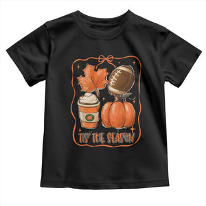 Tis The Season Fall Thanksgiving Toddler T Shirt Retro Coquette Bow American Football Pumpkin TS11 Black Print Your Wear