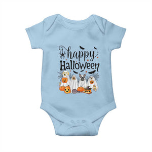 Happy Halloween Dog Ghost Spooky Season Baby Onesie TS11 Light Blue Print Your Wear