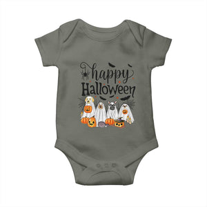 Happy Halloween Dog Ghost Spooky Season Baby Onesie TS11 Military Green Print Your Wear