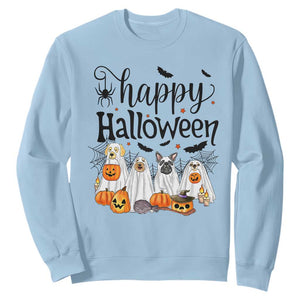 Happy Halloween Dog Ghost Spooky Season Sweatshirt TS11 Light Blue Print Your Wear