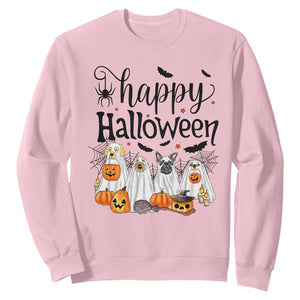 Happy Halloween Dog Ghost Spooky Season Sweatshirt TS11 Light Pink Print Your Wear