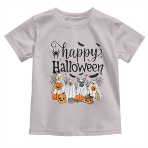 Happy Halloween Dog Ghost Spooky Season Toddler T Shirt TS11 Ice Gray Print Your Wear