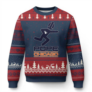 Chicago Pope Leo XIV American Football Ugly Christmas Sweater TS11 Navy Red Print Your Wear
