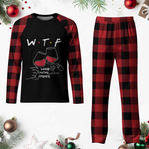 Funny Thanksgiving Friendsgiving Plaid Pajama Set WTF Wine Tasting Friends TS11 Buffalo Plaid Print Your Wear
