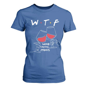 Funny Thanksgiving Friendsgiving T Shirt For Women WTF Wine Tasting Friends TS11 Royal Blue Print Your Wear