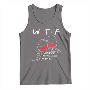 Funny Thanksgiving Friendsgiving Tank Top WTF Wine Tasting Friends TS11 Deep Heather Print Your Wear