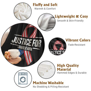 Justice For Charlie Kirk Throw Blanket Patriotic Tribute Human Rights Activist TS11 Print Your Wear