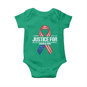 Justice For Charlie Kirk Baby Onesie Patriotic Tribute Human Rights Activist TS11 Irish Green Print Your Wear