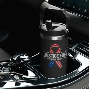 Justice For Charlie Kirk Flip Straw Tumbler Patriotic Tribute Human Rights Activist TS11 Print Your Wear