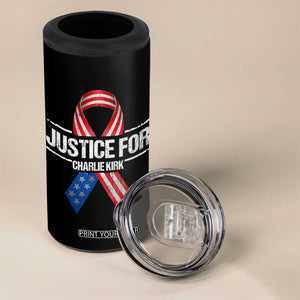 Justice For Charlie Kirk 4 in 1 Can Cooler Tumbler Patriotic Tribute Human Rights Activist TS11 Print Your Wear